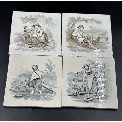 260 - Tiles collection x 10.  Mintons x 7, 3 animals and 4 rural scenes, possibly two Bristol tiles and ph... 