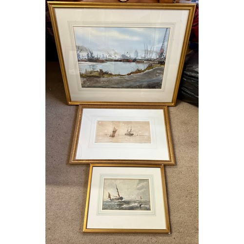 1159 - Three nautical watercolours to include: Albert Ernest Markes (1865-1901) signed lower left image 15 ... 