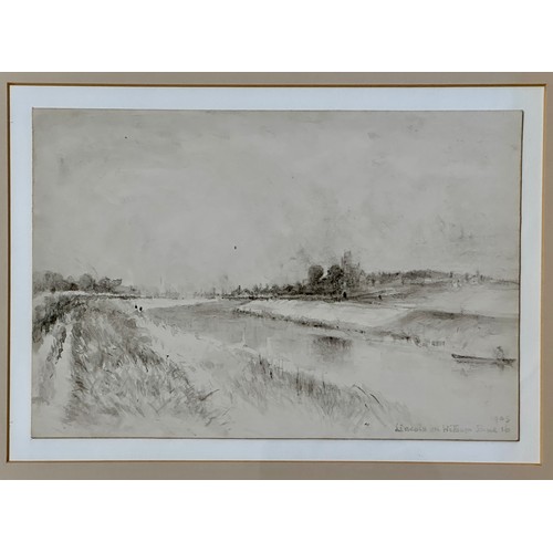 1160 - Sir James Peile KCSI (1833-1901), two grey wash landscapes 'Lincoln On the Witham' image 18 x 16.5cm... 