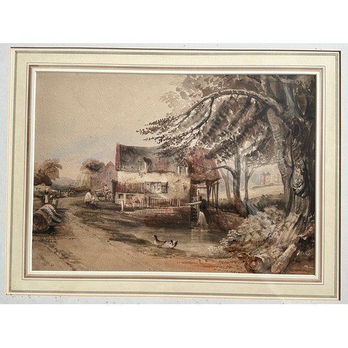 1161 - Henry Barlow Carter (1803-1867). Three watercolours. 'Mill at Burton Agnes, Yorkshire' 26 x 37cm sig... 