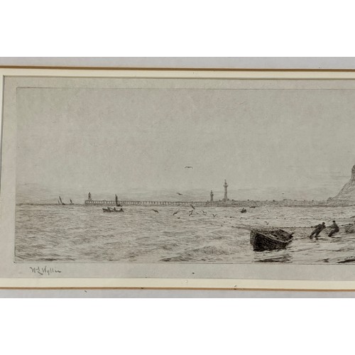 1164 - William Lionel Wyllie (1851 – 1931) Two etchings, one of a fisherman on the beach at Whitby and the ... 