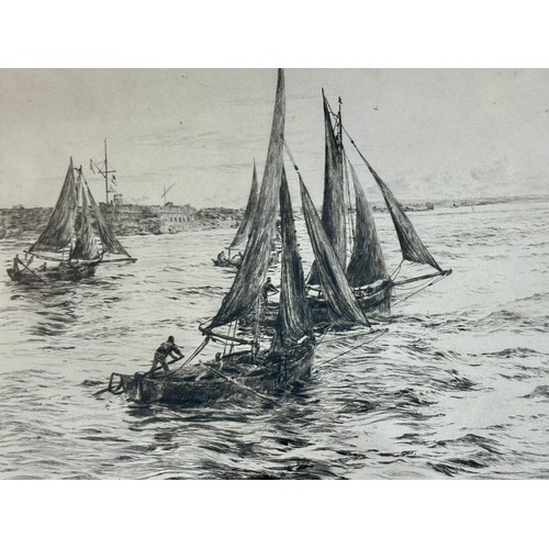 1164 - William Lionel Wyllie (1851 – 1931) Two etchings, one of a fisherman on the beach at Whitby and the ... 