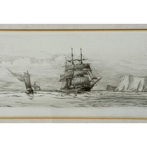 1165 - Harold Wyllie (1880 – 1973) son of the marine artist William Lionel Wyllie. Etching of ship at sea. ... 