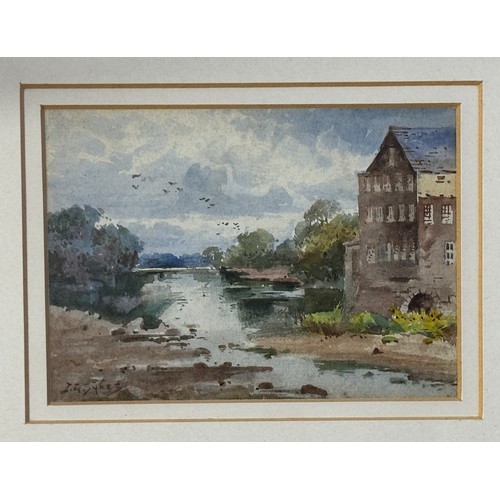 1166 - John Gutteridge Sykes (1866-1961) watercolour, 'Otley Mill on the Warfe' signed L.L. Image size 10 x... 