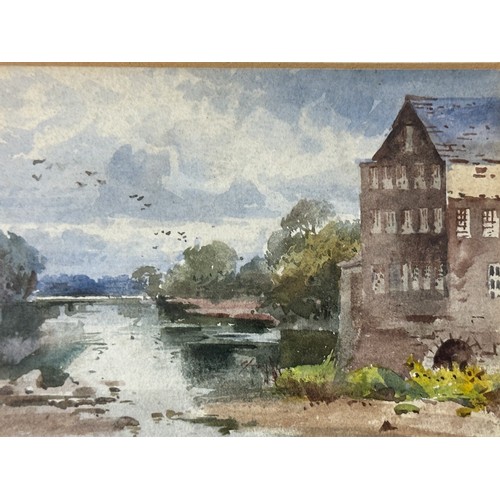 1166 - John Gutteridge Sykes (1866-1961) watercolour, 'Otley Mill on the Warfe' signed L.L. Image size 10 x... 