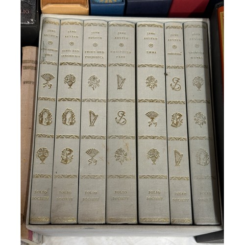 801 - Folio Society. Jane Austen boxed set of 7 novels, with H. G. Wells Classics of Science Fiction 3
vol... 