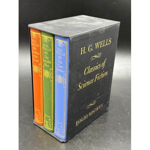 801 - Folio Society. Jane Austen boxed set of 7 novels, with H. G. Wells Classics of Science Fiction 3
vol... 