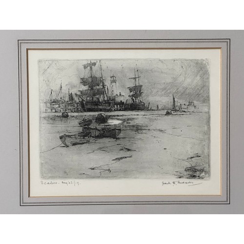 1168 - Frank Henry Mason (1875-1965) an etching of 'Scarborough', pencil signed, titled and dated Aug 23 19... 