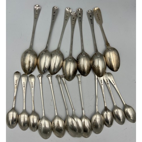 681 - Silver to include two sets of six hallmarked silver coffee spoons , a set of six silver teaspoons an... 