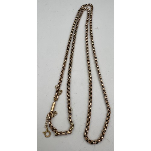 433 - A 9 carat gold chain necklace with safety chain. Length approximately 63cm. Weight 10gm.