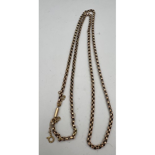 433 - A 9 carat gold chain necklace with safety chain. Length approximately 63cm. Weight 10gm.