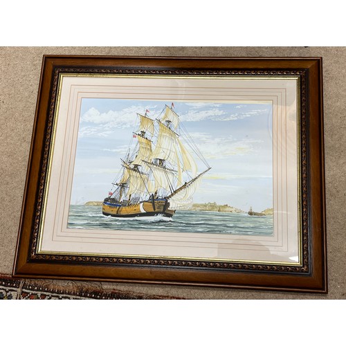 1171 - Barry Lawson watercolour of sailing ship off Whitby. Signed Barry Lawson ‘98. Sight size 32cm x 47cm... 