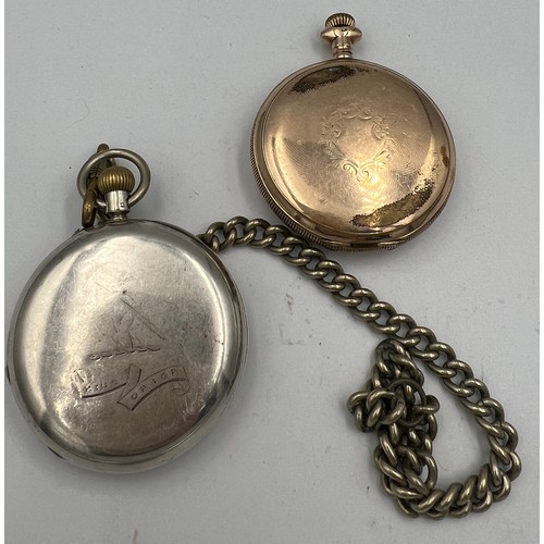 521 - Hallmarked silver pocket watch with subsidiary seconds hand, Birmingham 1902, plated chain and a Wal... 