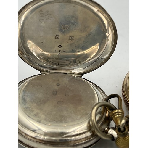 521 - Hallmarked silver pocket watch with subsidiary seconds hand, Birmingham 1902, plated chain and a Wal... 