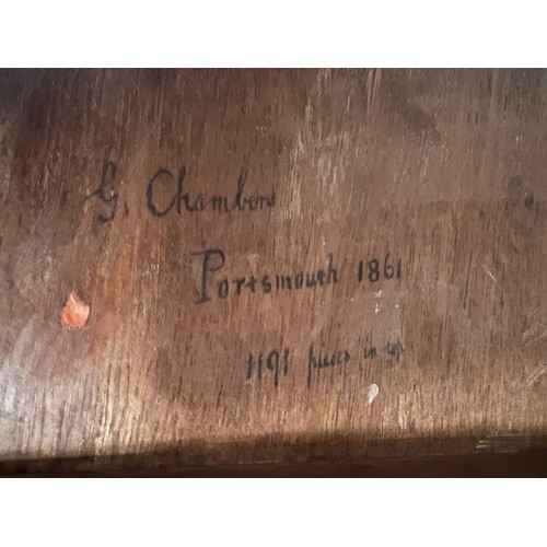 25 - A 19thC mahogany and parquetry inlaid tip top table, inscribed to underside of top “G. Chambers Port... 