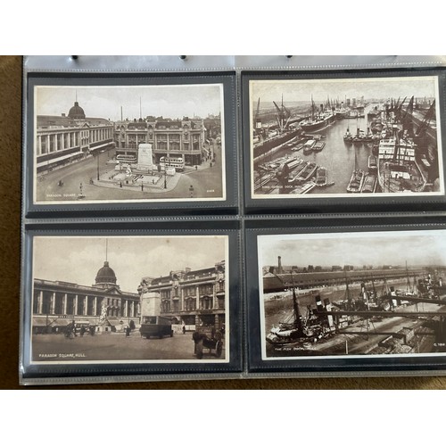 765 - Local Hull interest : An album of Hull Post Cards to include black and white photo and coloured card... 