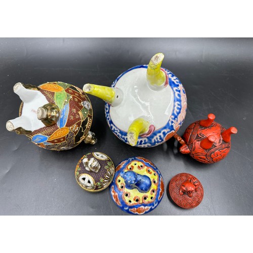 774 - Various oriental ceramics to include large lidded bowls, lidded incense jars, blue, white and brown ... 