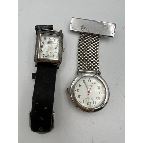 525 - Two watches to include a .925 silver cased Carvel wristwatch and a Constant quartz nurses watch.