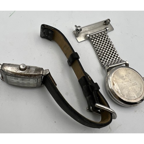 525 - Two watches to include a .925 silver cased Carvel wristwatch and a Constant quartz nurses watch.