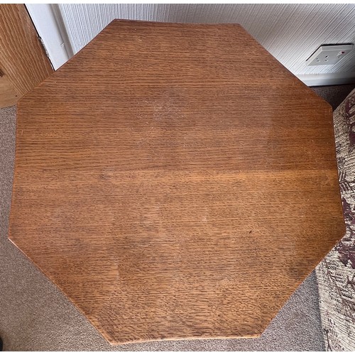 136 - A Robert ‘Mouseman’ Thompson oak octagonal  occasional table with adzed top. Believed to have been p... 