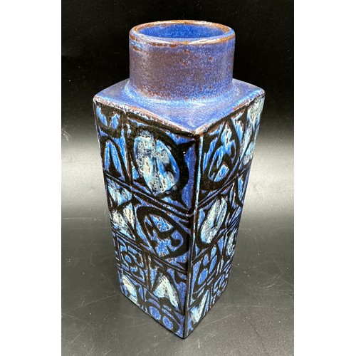 176 - Royal Copenhagen 1960's baca vase painted in blue with abstract design. Printed Marks to base Denmar... 