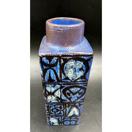 176 - Royal Copenhagen 1960's baca vase painted in blue with abstract design. Printed Marks to base Denmar... 