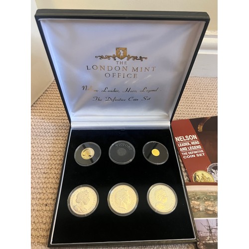 630 - Coins to include a boxed Nelson proof coin set comprising 24ct gold British Virgin Islands 50 dollar... 