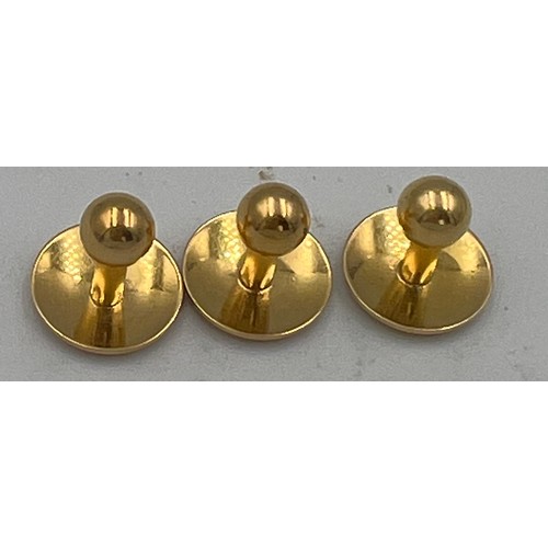 426 - Three boxed 18 carat gold dress shirt studs. Total eight 5.6gm.