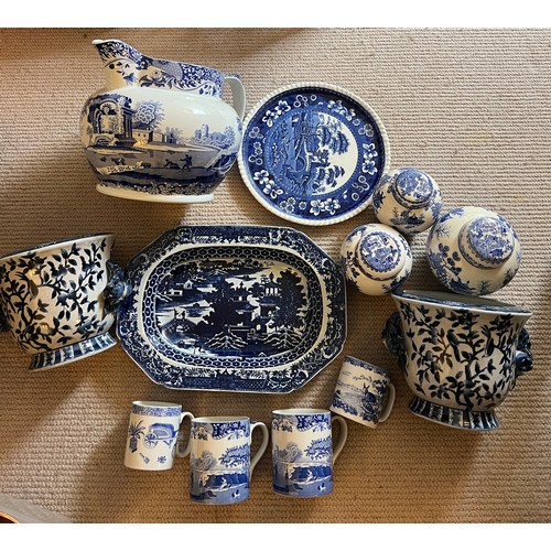 164 - A quantity of mainly 20thC blue and white ceramics to include Spode, Mason's Ironstone etc plus one ... 