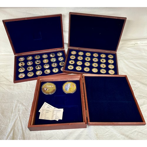 625 - Two boxed sets of gold plated commemorative coins, 24 in each box, Princess Diana and Queen Elizabet... 