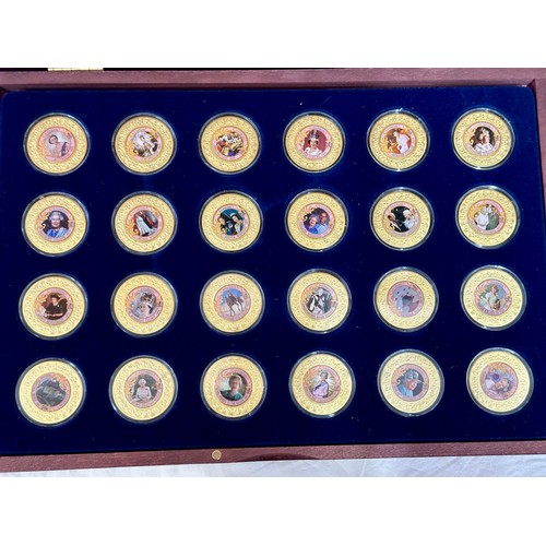 625 - Two boxed sets of gold plated commemorative coins, 24 in each box, Princess Diana and Queen Elizabet... 