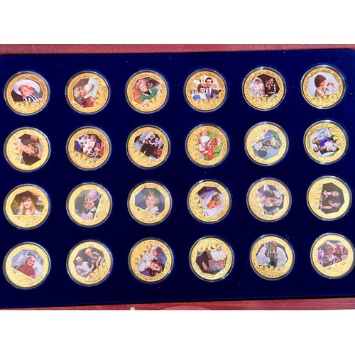 625 - Two boxed sets of gold plated commemorative coins, 24 in each box, Princess Diana and Queen Elizabet... 