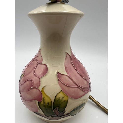 185 - A Moorcroft vase with pink Maglolia. 18cm h to top of vase.