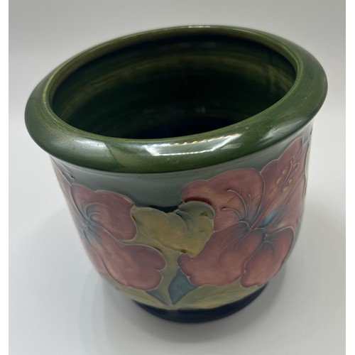 188 - A Moorcroft Hibiscus green ground planter. 12.5cm h.