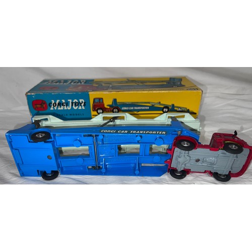 833 - A boxed Corgi Major 'Carrimore' Car Transporter with Bedford TK Tractor Unit (1105). Cab in red with... 