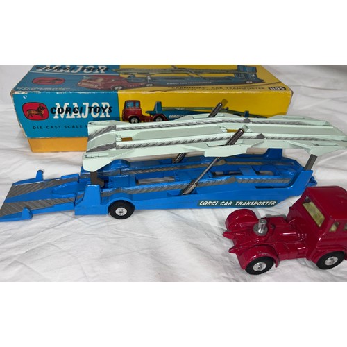 833 - A boxed Corgi Major 'Carrimore' Car Transporter with Bedford TK Tractor Unit (1105). Cab in red with... 