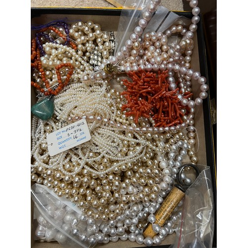 375 - A large quantity of cultured and simulated pearl necklaces, coral etc.