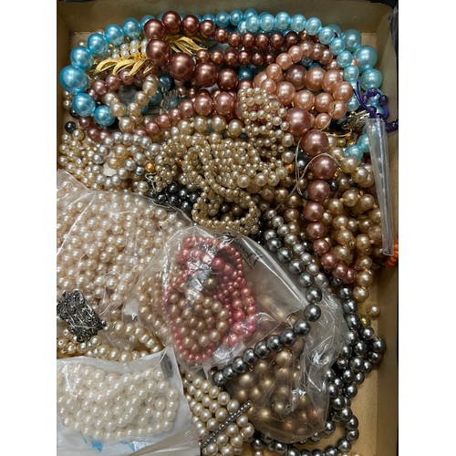 375 - A large quantity of cultured and simulated pearl necklaces, coral etc.