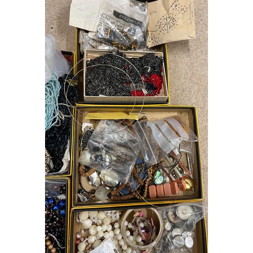 382 - A large quantity of glass beads to include 19th and early 20thC, mother of pearl, millefiori etc.