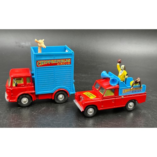 844 - Corgi Toys 503 Chipperfield's Circus Giraffe Transporter with two giraffe figures along with Corgi T... 