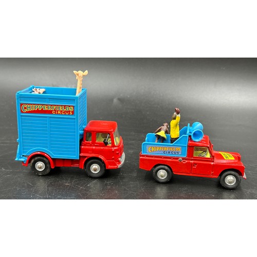 844 - Corgi Toys 503 Chipperfield's Circus Giraffe Transporter with two giraffe figures along with Corgi T... 