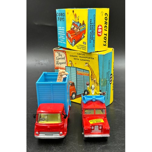 844 - Corgi Toys 503 Chipperfield's Circus Giraffe Transporter with two giraffe figures along with Corgi T... 