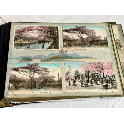 768 - An Oriental Lacquer Postcard Album containing Japanese and Chinese postcards of topographical views ... 