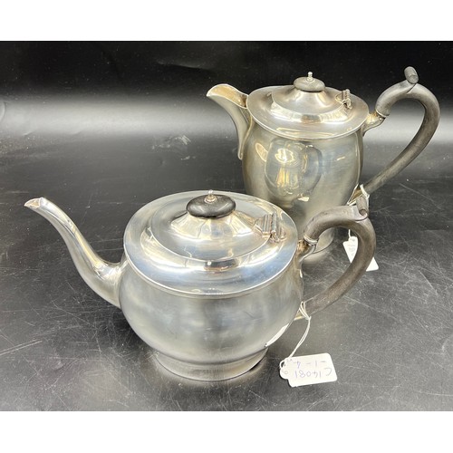 645 - Silver tea and coffee pot Birmingham 1921/1930 with ebony knop and handle. Maker S Blanckensee & Son... 