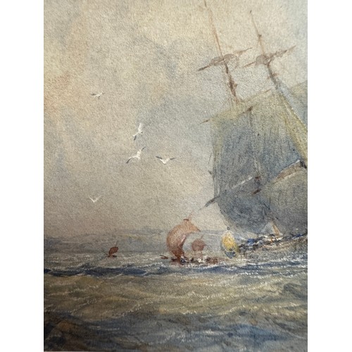 1186 - George Weatherill (1810-1890) ship in choppy waters, watercolour. No visible signature. Purchased fr... 