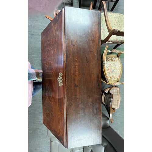 68 - An 18thC  oak bureau with four graduated drawers and bracket feet with fitted interior. 92cm x 108cm... 