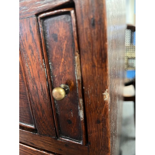 68 - An 18thC  oak bureau with four graduated drawers and bracket feet with fitted interior. 92cm x 108cm... 