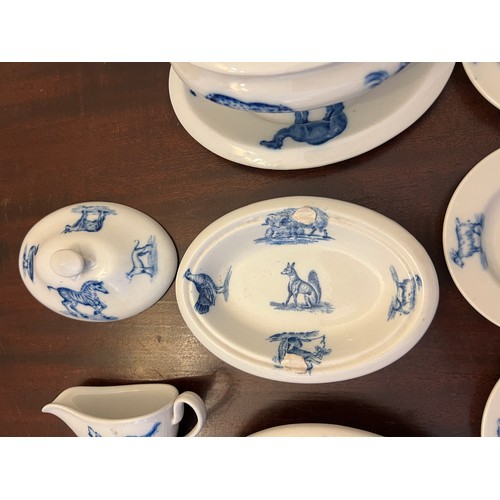 268 - A late 19th/early 20thC Copeland Spode child’s animal pattern dinner service comprising of 6 x 10cm ... 