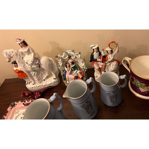 264 - A quantity of 19thC ceramics to include three graduated jugs Thomas Till & Son, 3 x Staffordshire fi... 