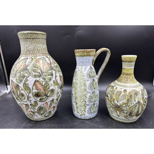 260 - Three pieces of Denby ware to include a large vase approx 28cm h, a smaller vase approx 21cm h and a... 